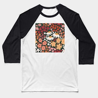 Colourful Abstract Wildflower Pattern Baseball T-Shirt